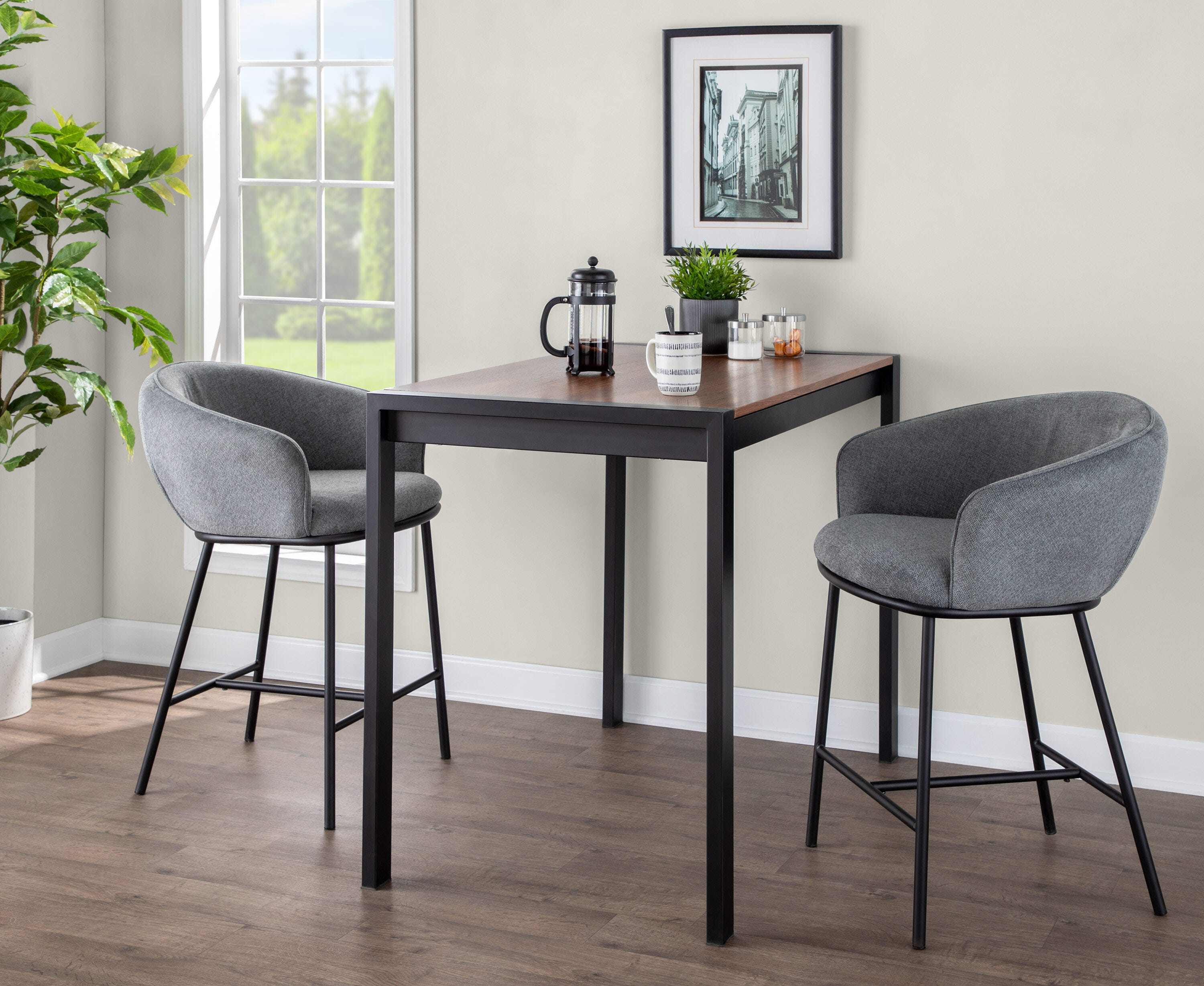 LumiSource Ashland Counter Stool (Set of 2), Gray, large