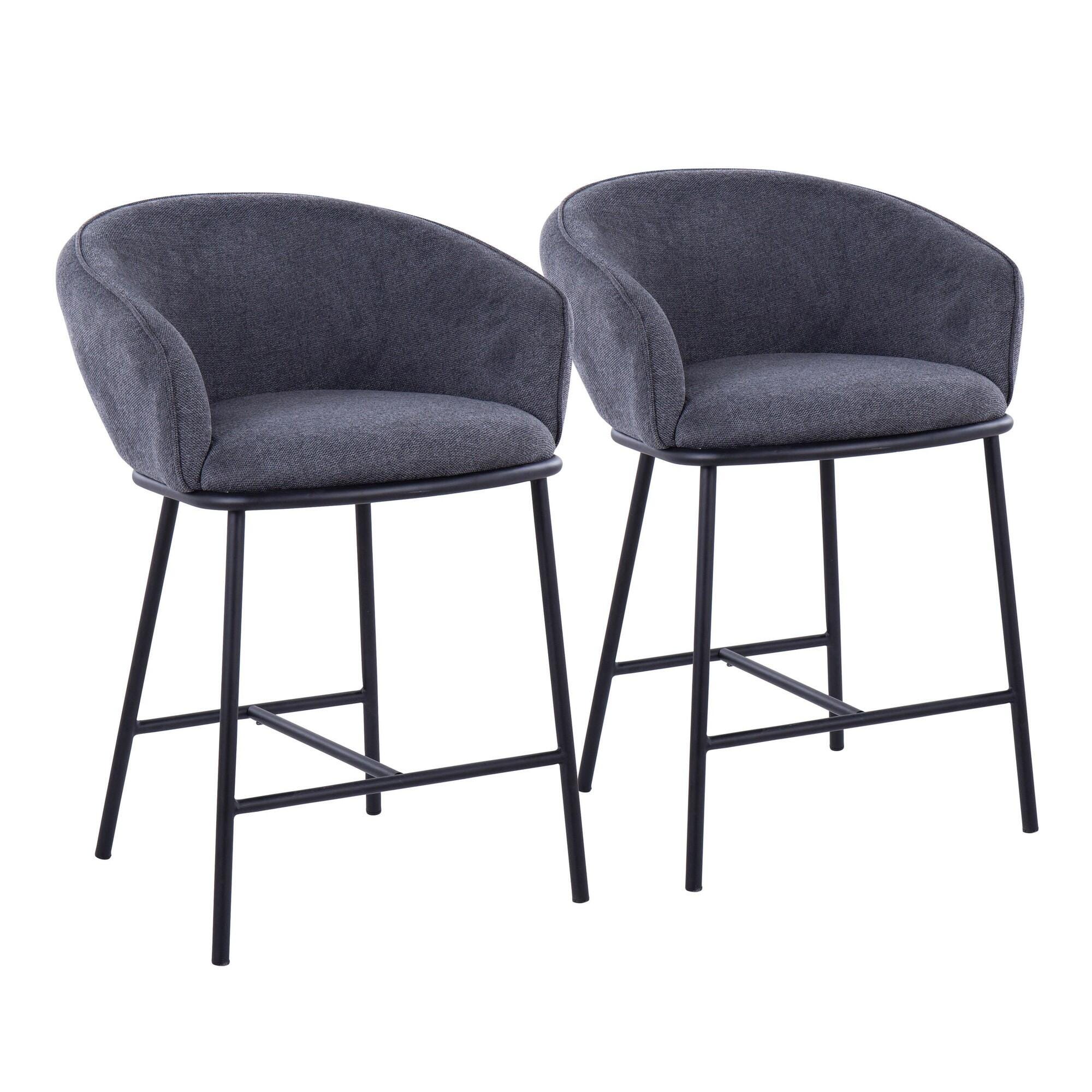 LumiSource Ashland Counter Stool (Set of 2), Charcoal, large