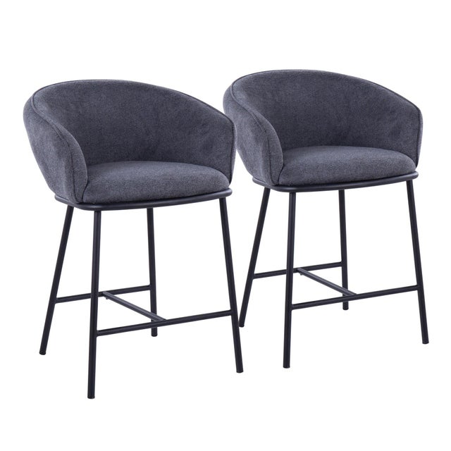 LumiSource Ashland Counter Stool (Set of 2), Charcoal