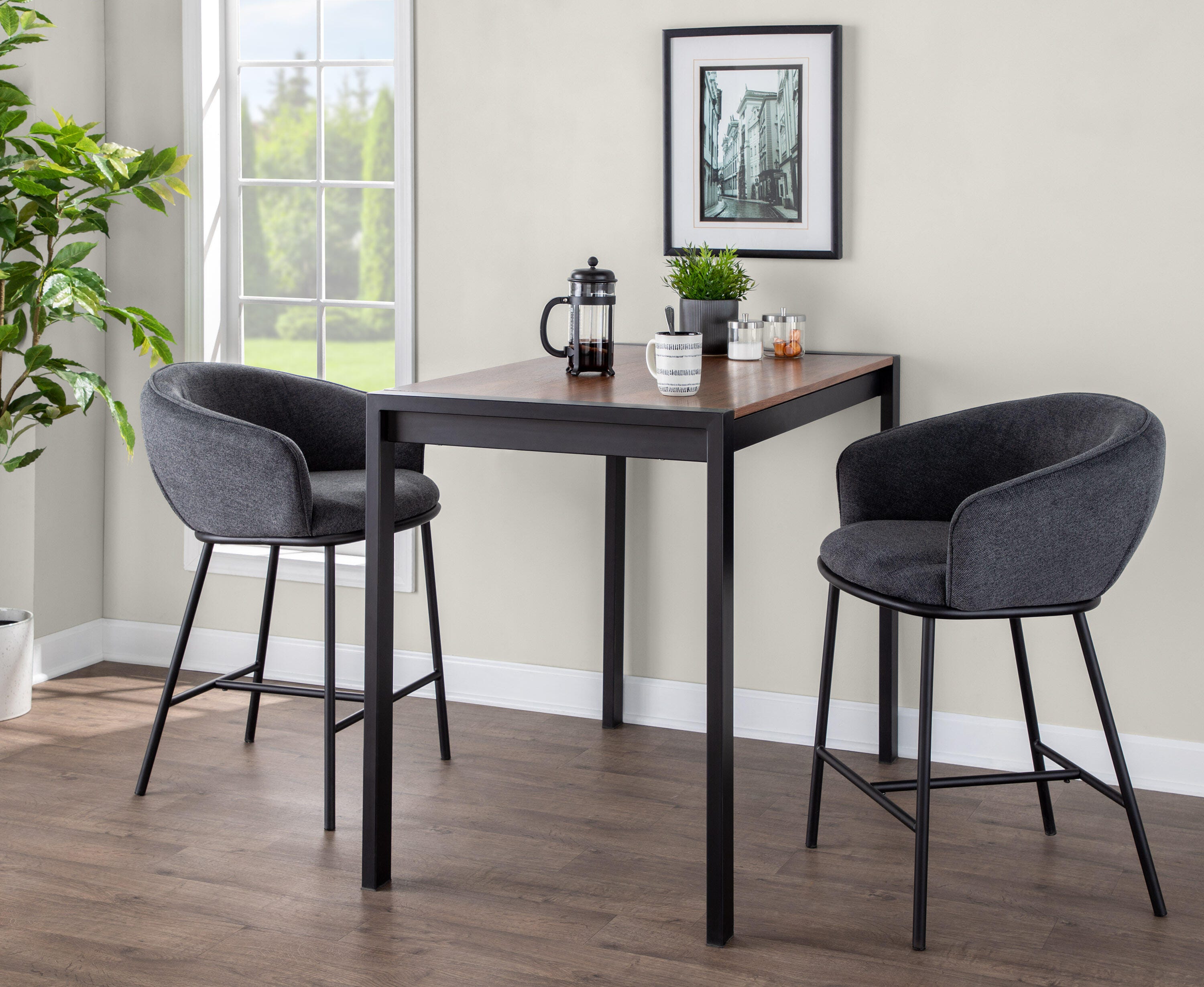 LumiSource Ashland Counter Stool (Set of 2), Charcoal, large