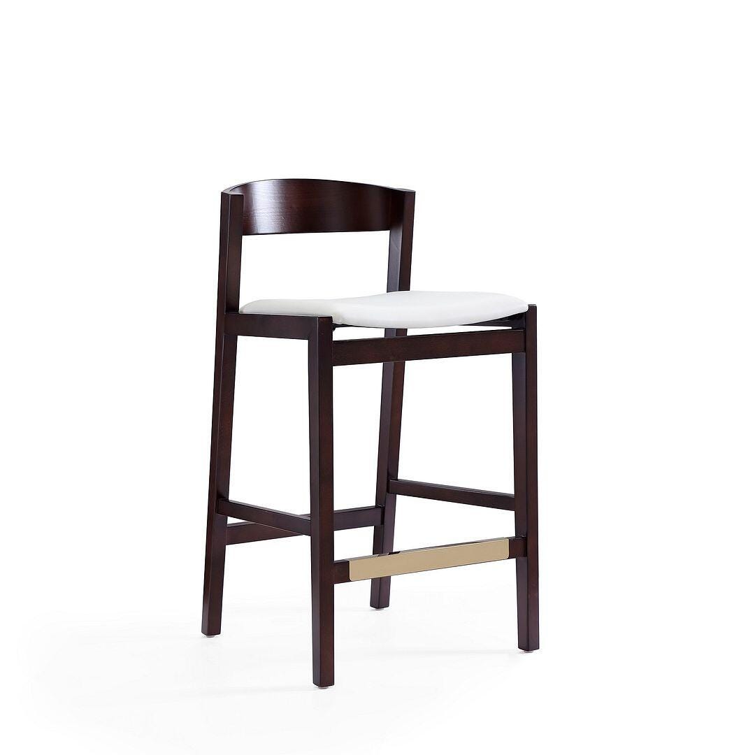 Manhattan Comfort Klismos Counter Height Bar Stool (Set of 2), Ivory/Dark Walnut, large