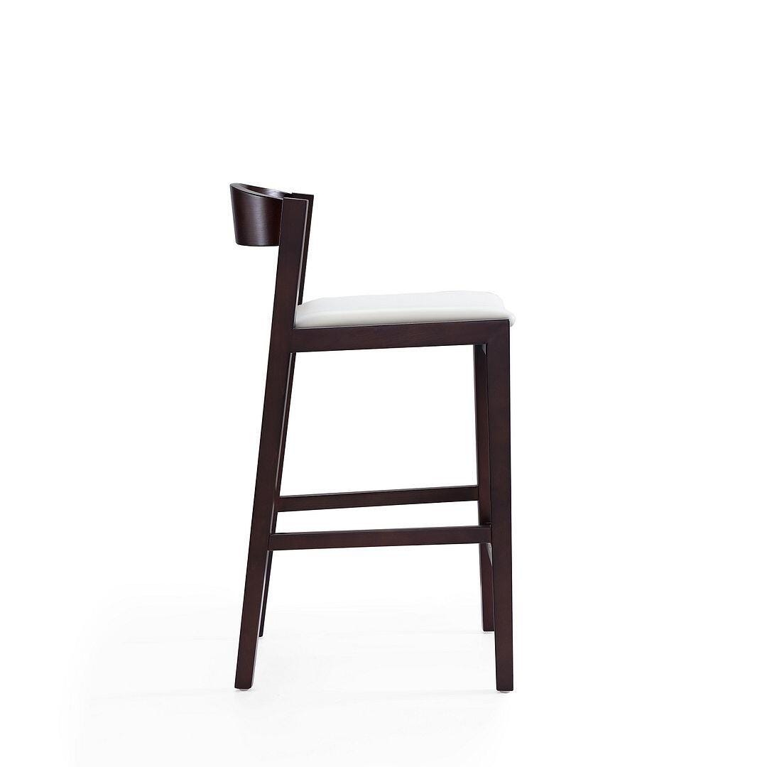 Manhattan Comfort Klismos Counter Height Bar Stool (Set of 2), Ivory/Dark Walnut, large