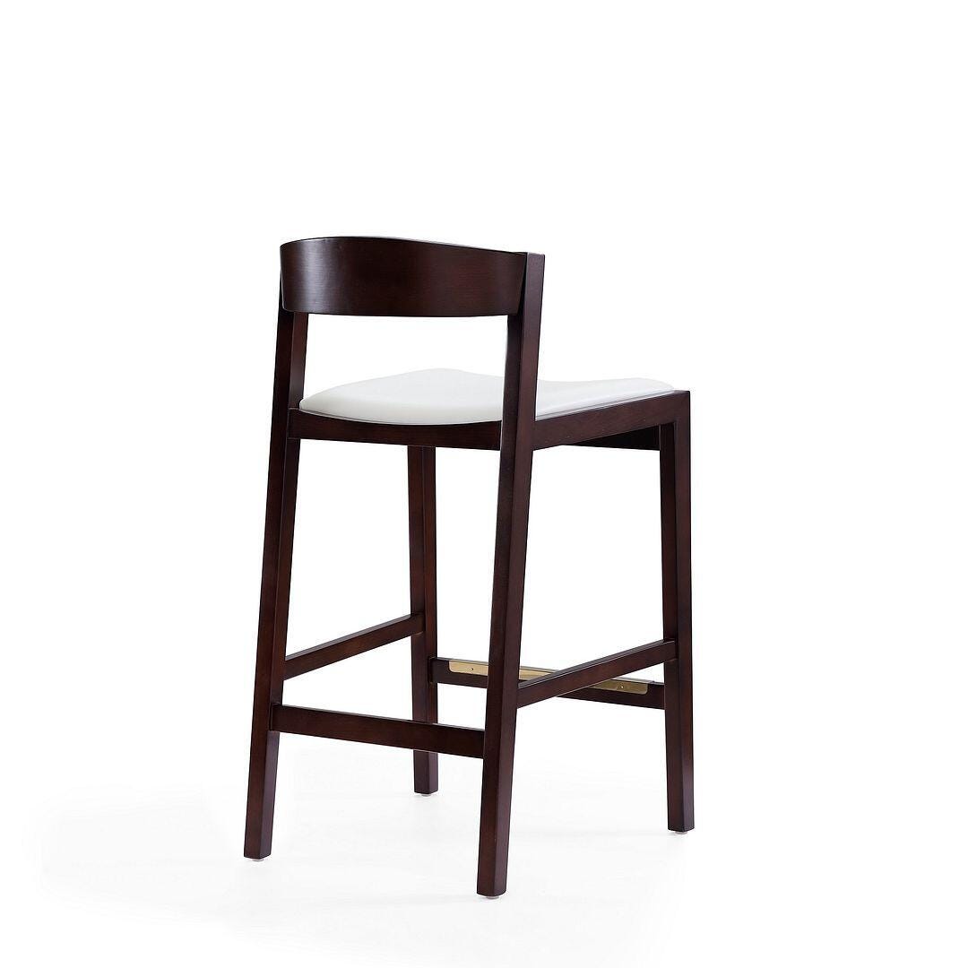 Manhattan Comfort Klismos Counter Height Bar Stool (Set of 2), Ivory/Dark Walnut, large