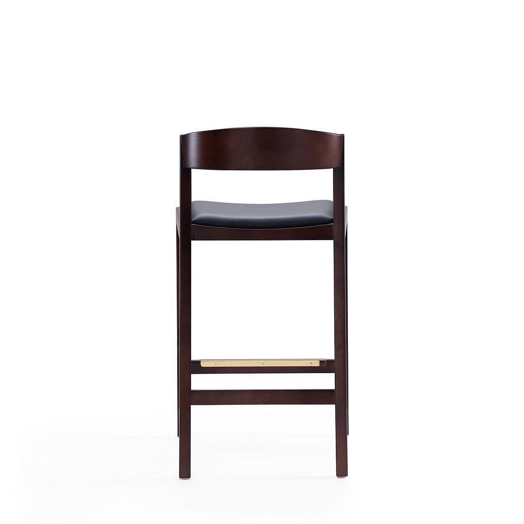 Manhattan Comfort Klismos Counter Height Bar Stool (Set of 2), Black/Dark Walnut, large