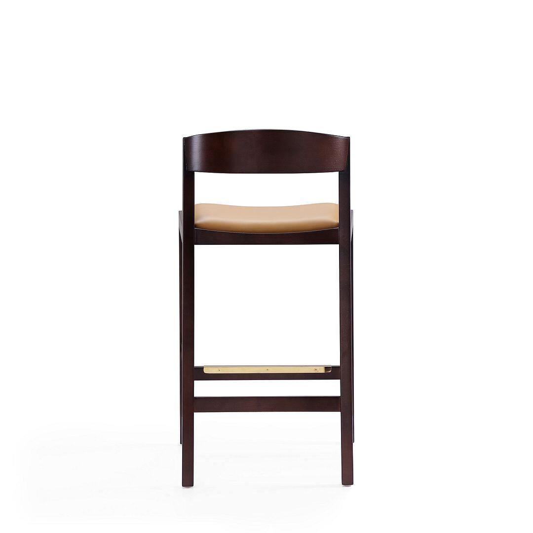 Manhattan Comfort Klismos Counter Height Bar Stool (Set of 2), Camel/Dark Walnut, large
