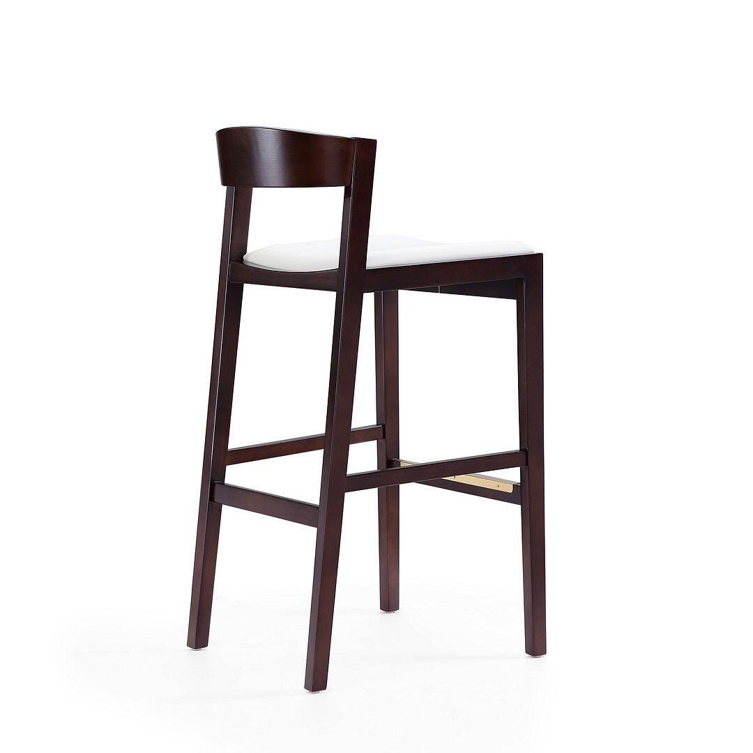 Manhattan Comfort Klismos Bar Height Barstool (Set of 2), Ivory/Dark Walnut, large