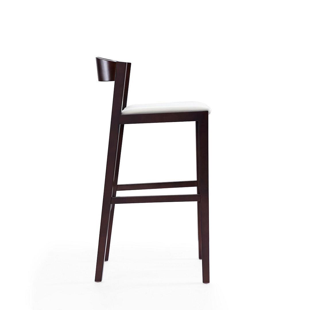 Manhattan Comfort Klismos Bar Height Barstool (Set of 2), Ivory/Dark Walnut, large