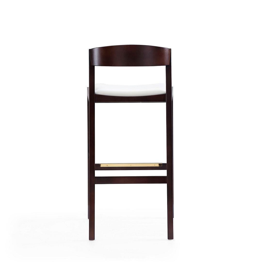 Manhattan Comfort Klismos Bar Height Barstool (Set of 2), Ivory/Dark Walnut, large