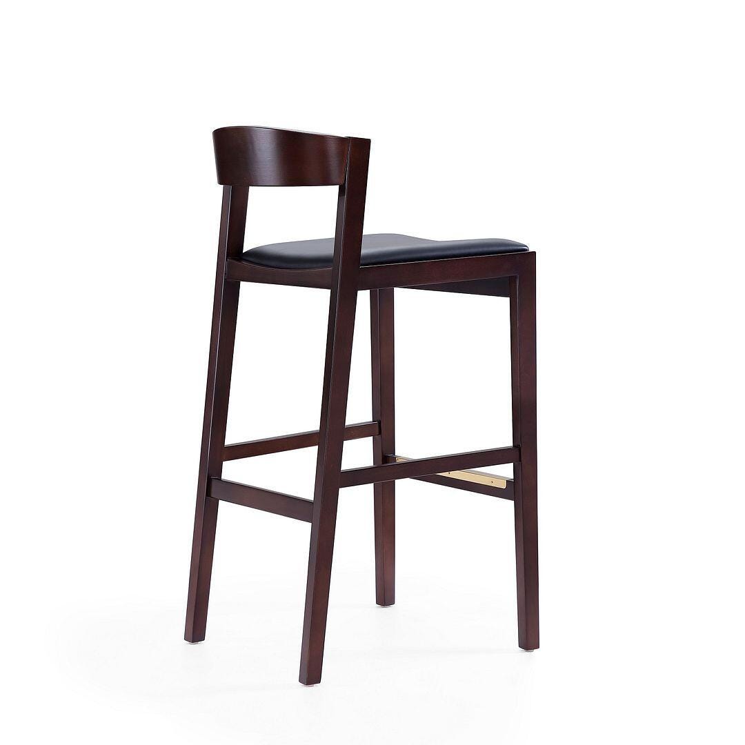 Manhattan Comfort Klismos Bar Height Barstool (Set of 2), Black/Dark Walnut, large