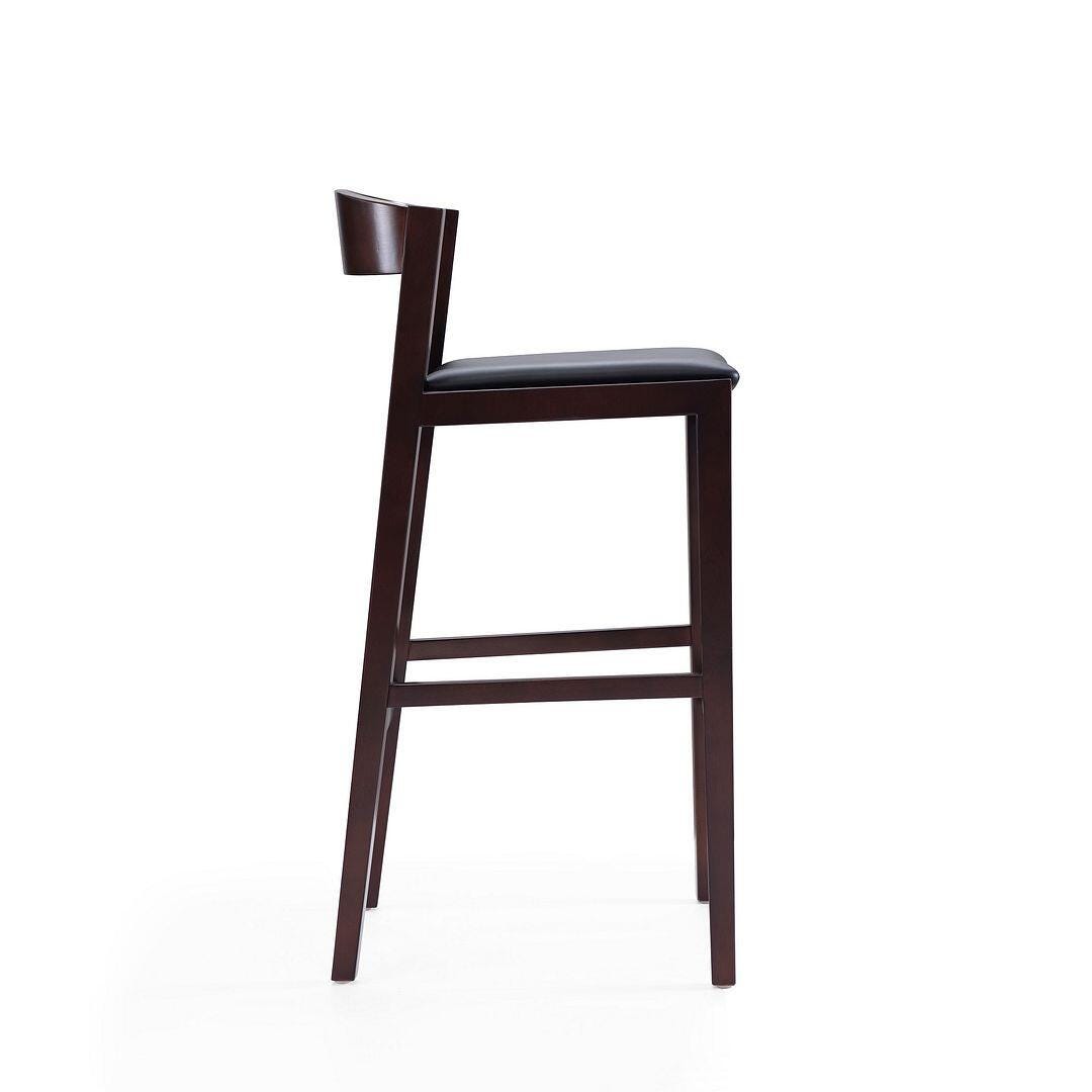 Manhattan Comfort Klismos Bar Height Barstool (Set of 2), Black/Dark Walnut, large