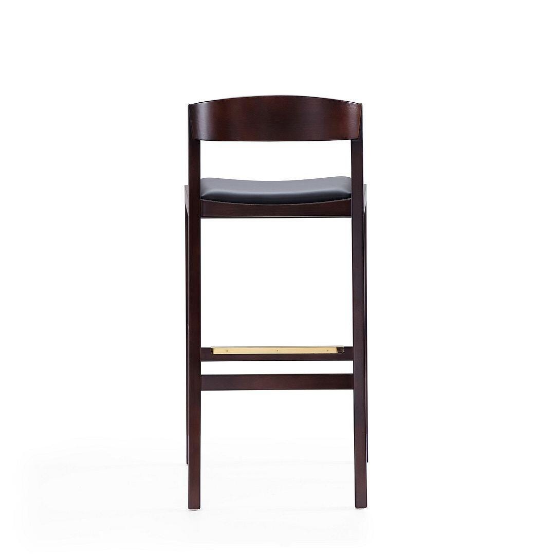 Manhattan Comfort Klismos Bar Height Barstool (Set of 2), Black/Dark Walnut, large