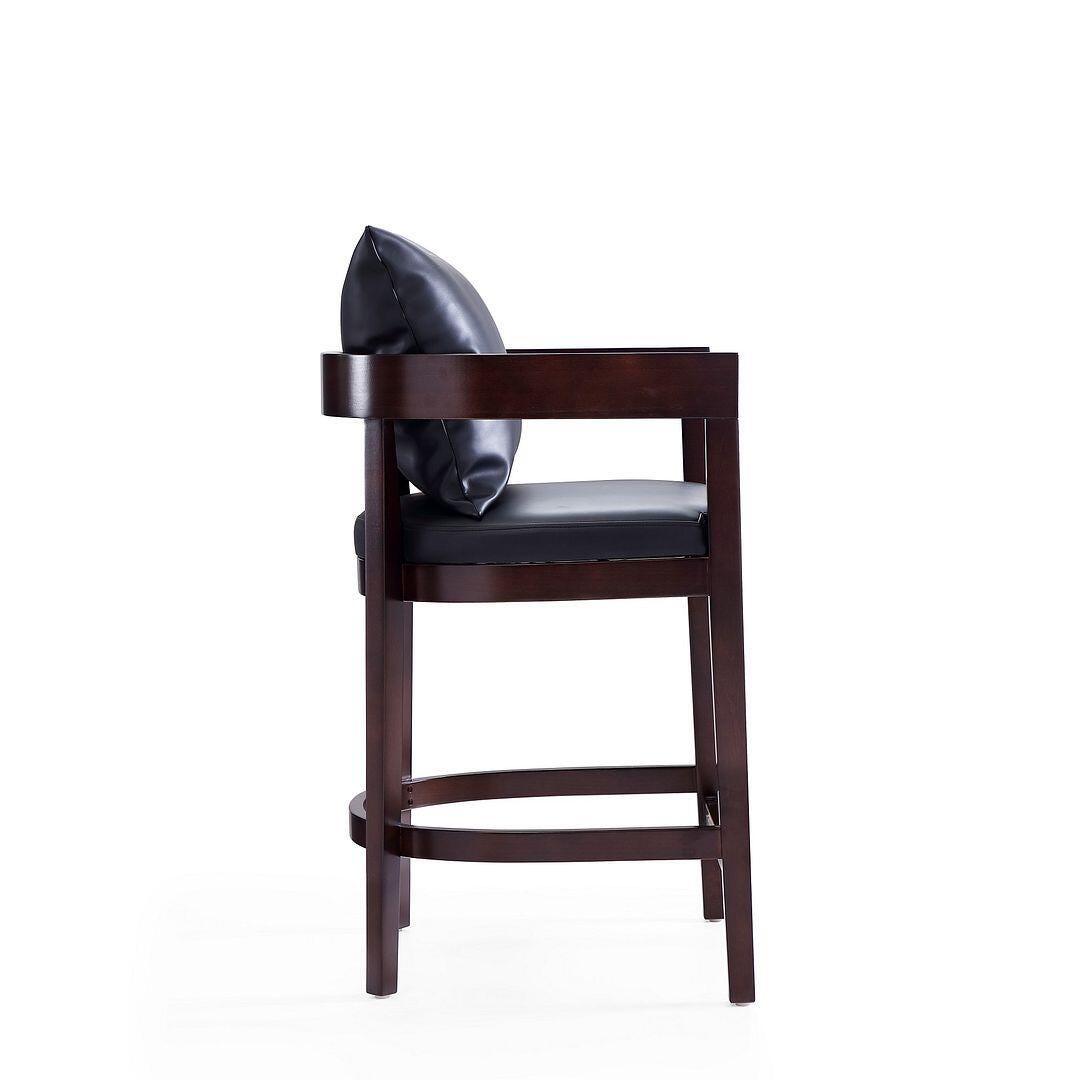 Manhattan Comfort Ritz Counter Height Bar Stool (Set of 2), Black/Dark Walnut, large