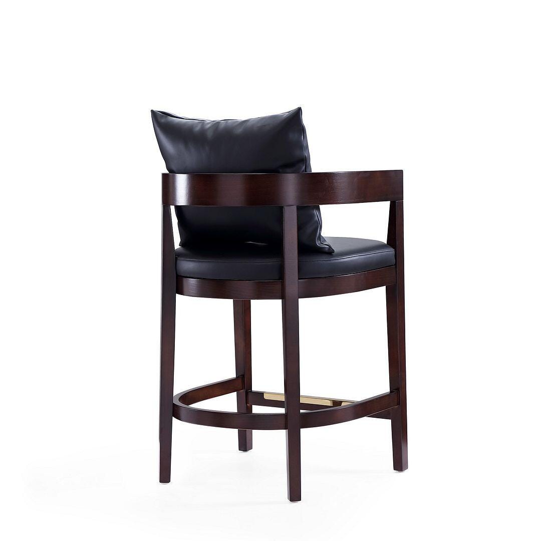 Manhattan Comfort Ritz Counter Height Bar Stool (Set of 2), Black/Dark Walnut, large