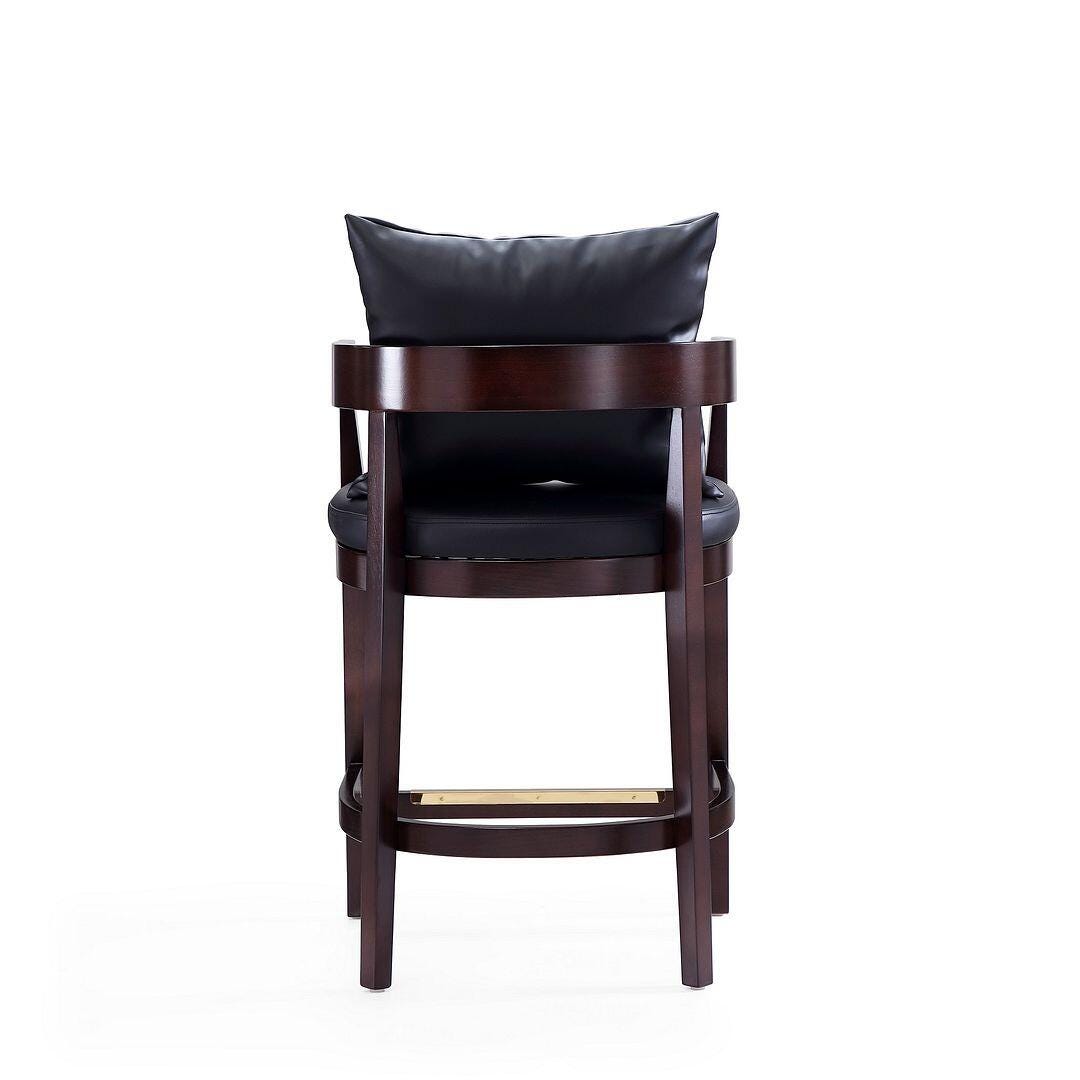 Manhattan Comfort Ritz Counter Height Bar Stool (Set of 2), Black/Dark Walnut, large
