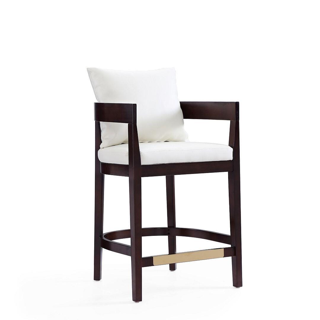 Manhattan Comfort Ritz Counter Height Bar Stool (Set of 2), Ivory/Dark Walnut, large