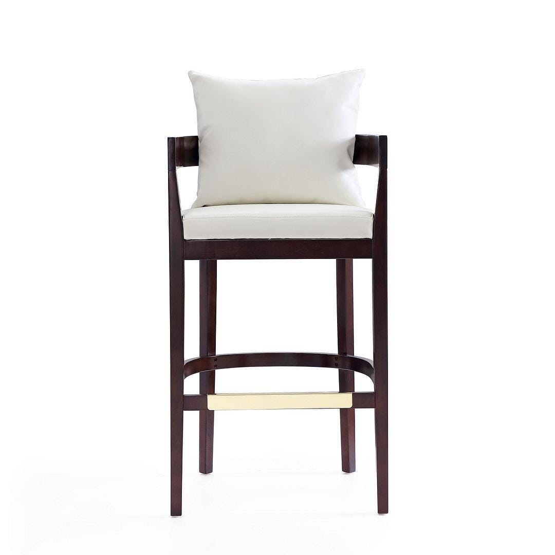 Manhattan Comfort Ritz Bar Height Barstool (Set of 2), Ivory/Dark Walnut, large