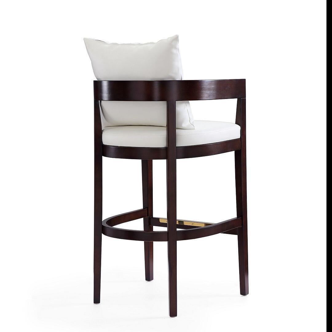 Manhattan Comfort Ritz Bar Height Barstool (Set of 2), Ivory/Dark Walnut, large