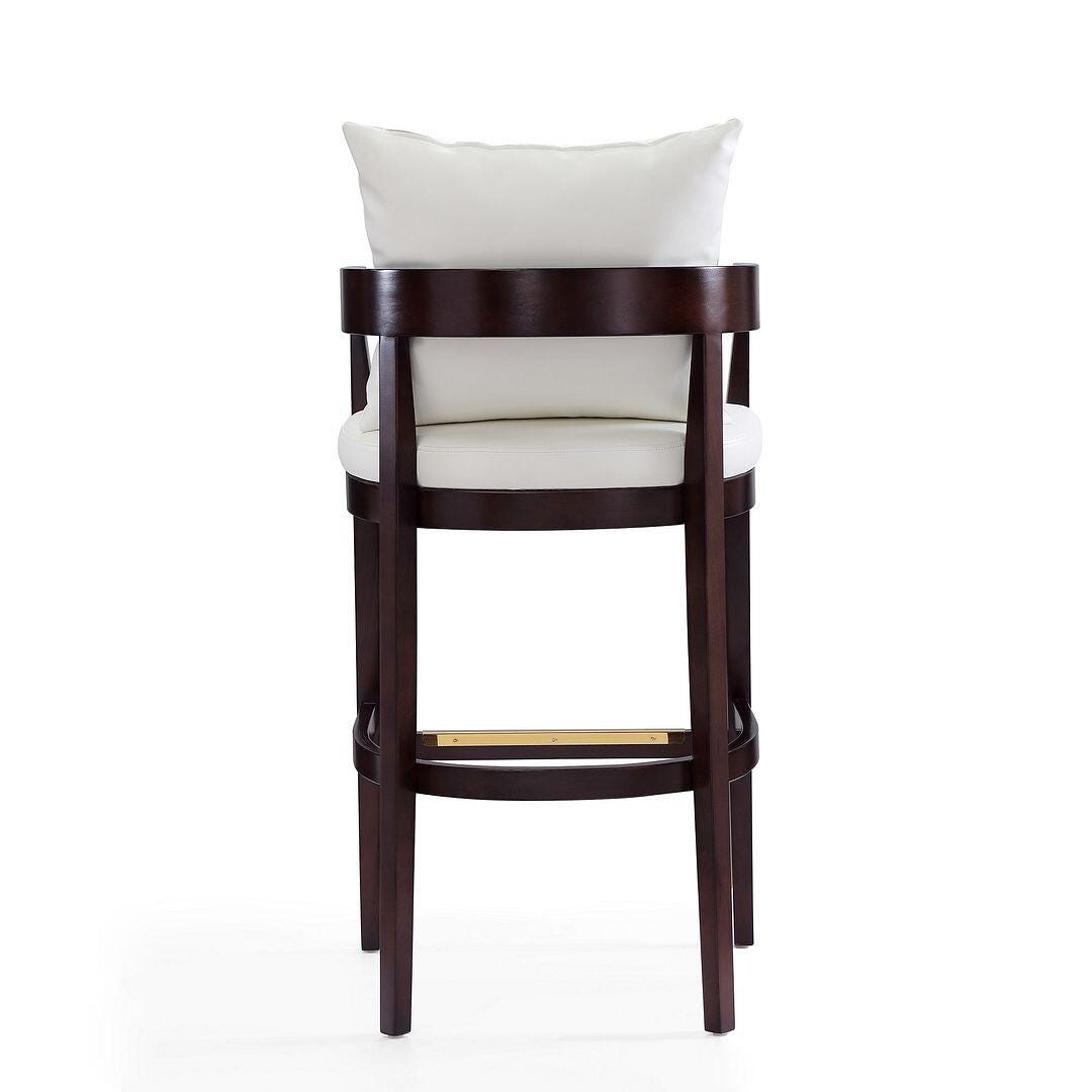 Manhattan Comfort Ritz Bar Height Barstool (Set of 2), Ivory/Dark Walnut, large