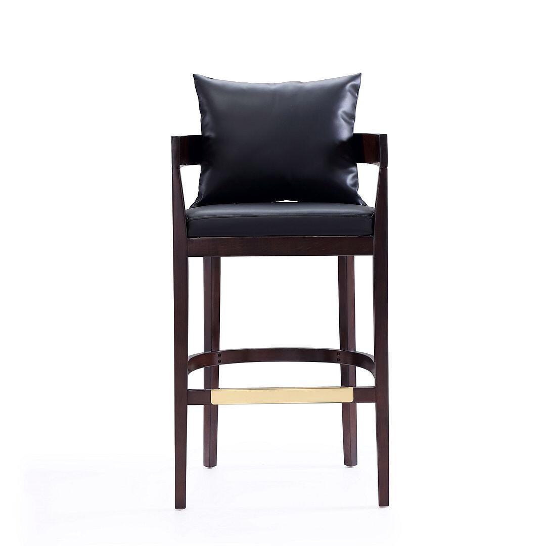 Manhattan Comfort Ritz Bar Height Barstool (Set of 2), Black/Dark Walnut, large
