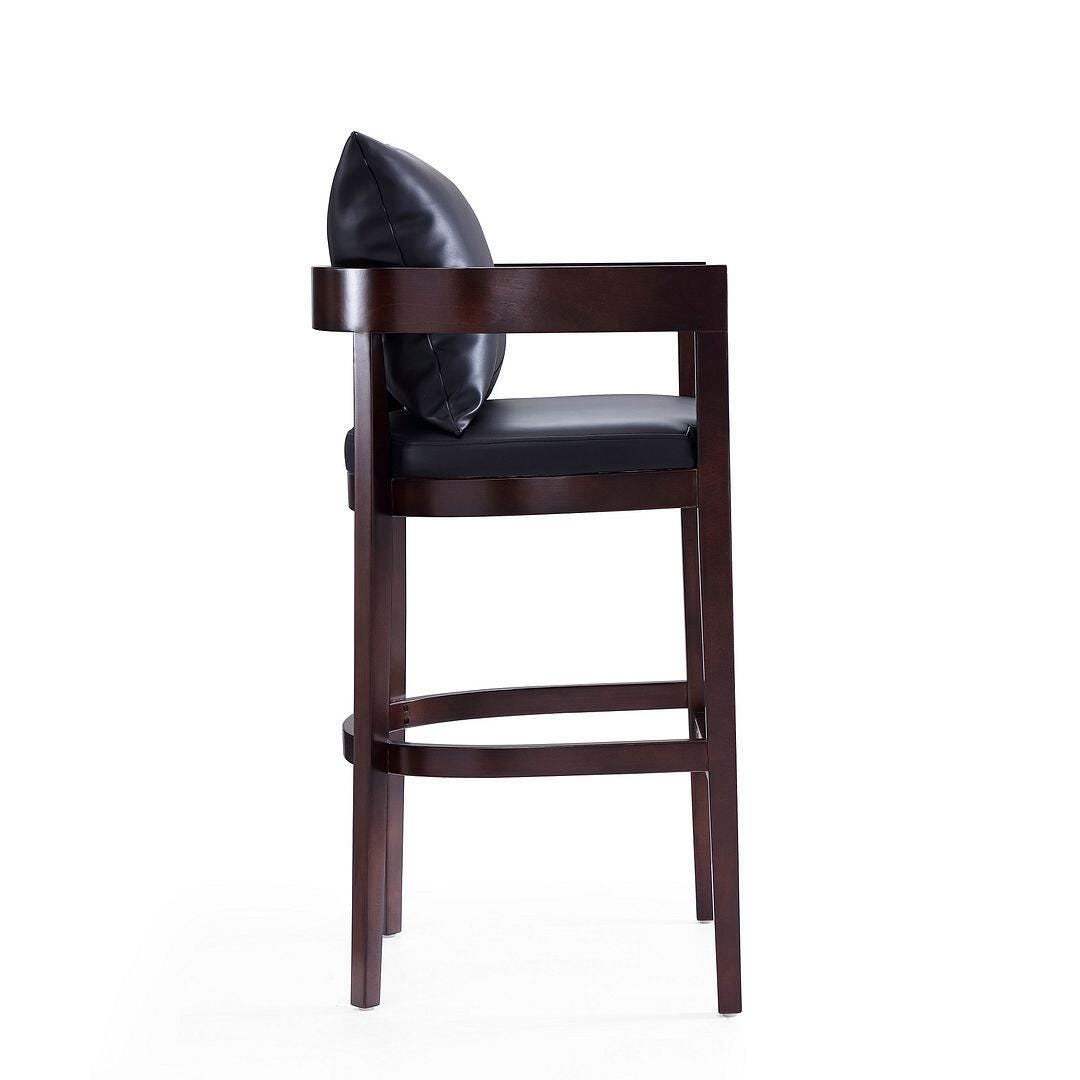 Manhattan Comfort Ritz Bar Height Barstool (Set of 2), Black/Dark Walnut, large