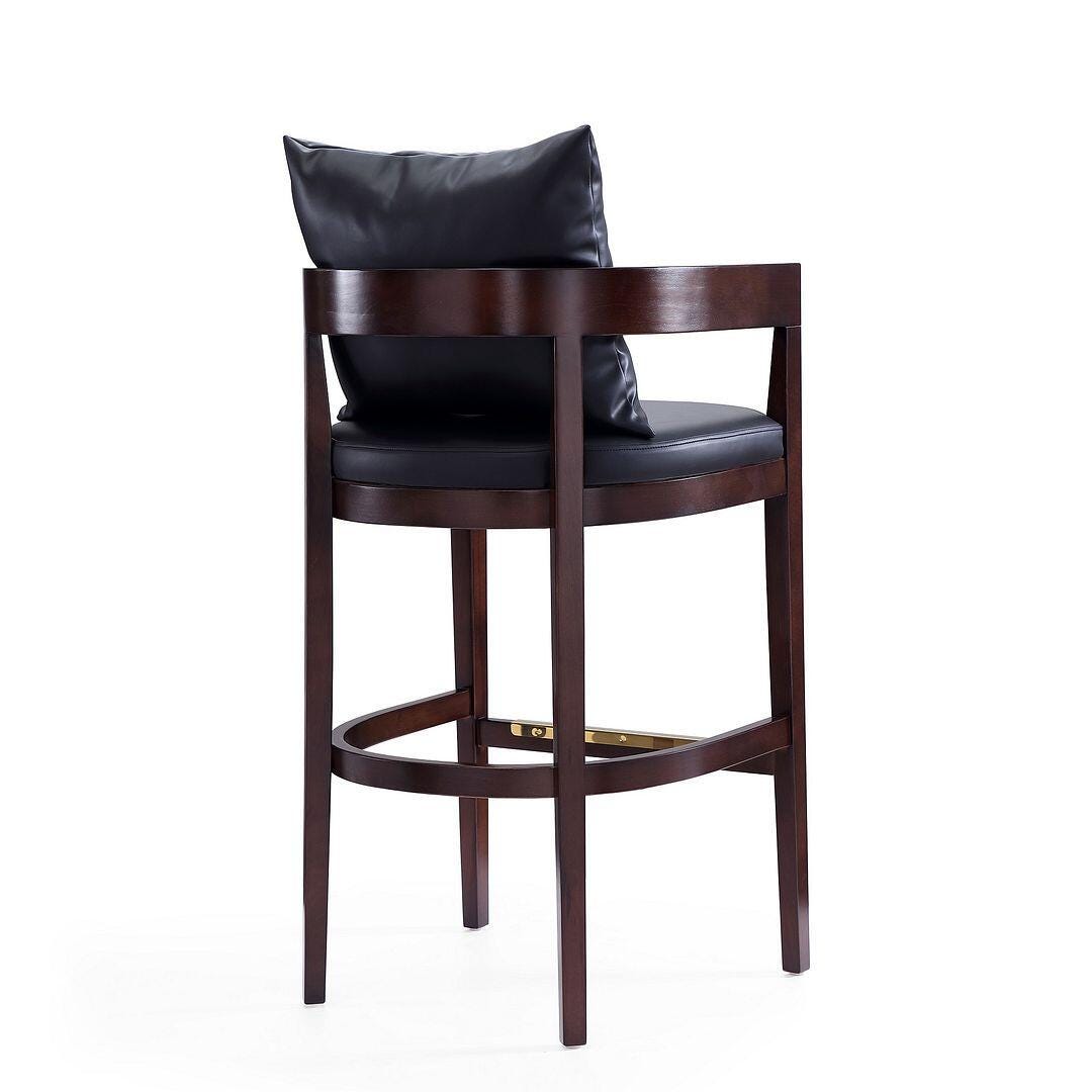 Manhattan Comfort Ritz Bar Height Barstool (Set of 2), Black/Dark Walnut, large
