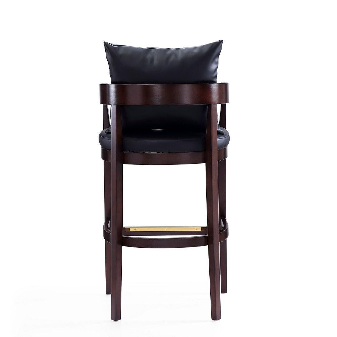 Manhattan Comfort Ritz Bar Height Barstool (Set of 2), Black/Dark Walnut, large
