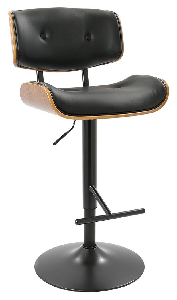 Lombardi Adjustable Height Bar Stool with Swivel, Black, large