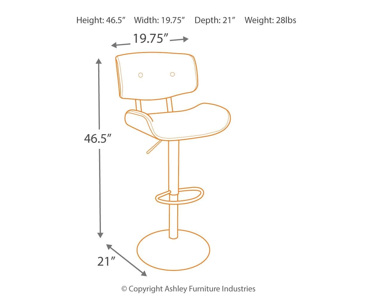 Lombardi Adjustable Height Bar Stool with Swivel, Black, large