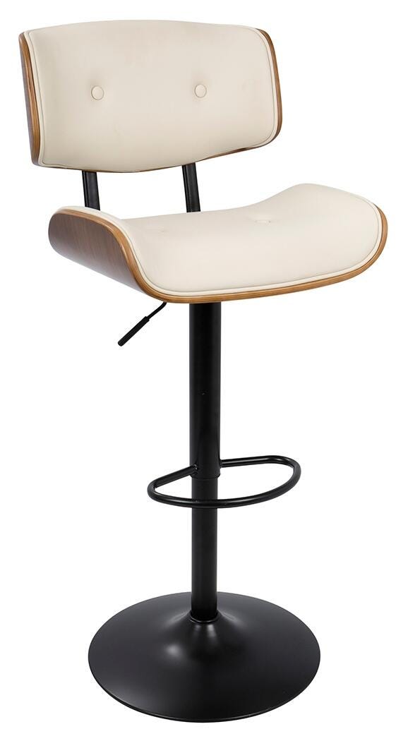 Lombardi Adjustable Height Bar Stool with Swivel, Cream, large