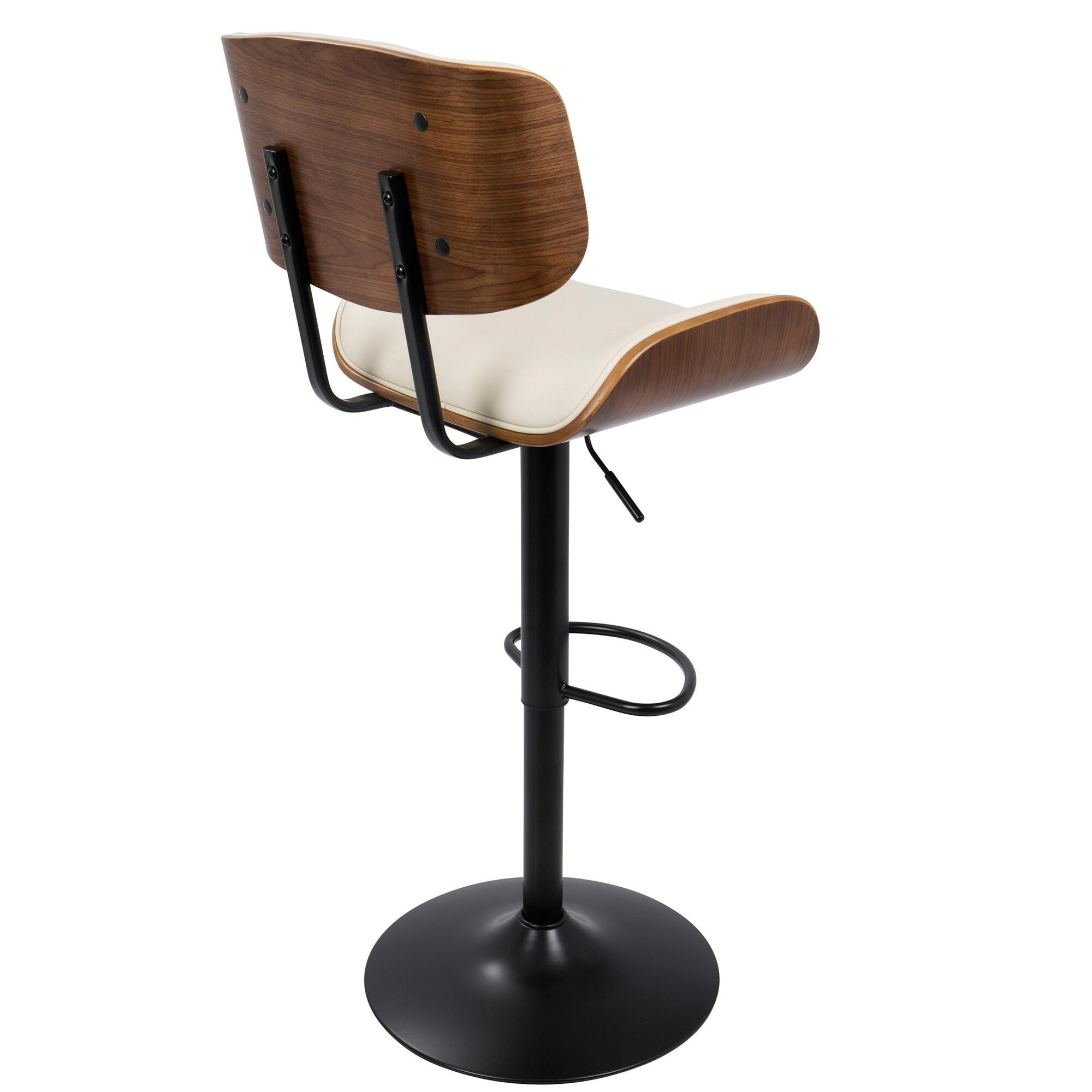 Lombardi Adjustable Height Bar Stool with Swivel, Cream, large