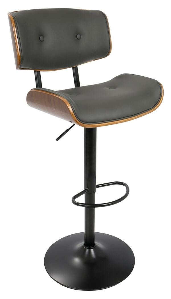 Lombardi Adjustable Height Bar Stool with Swivel, Gray, large