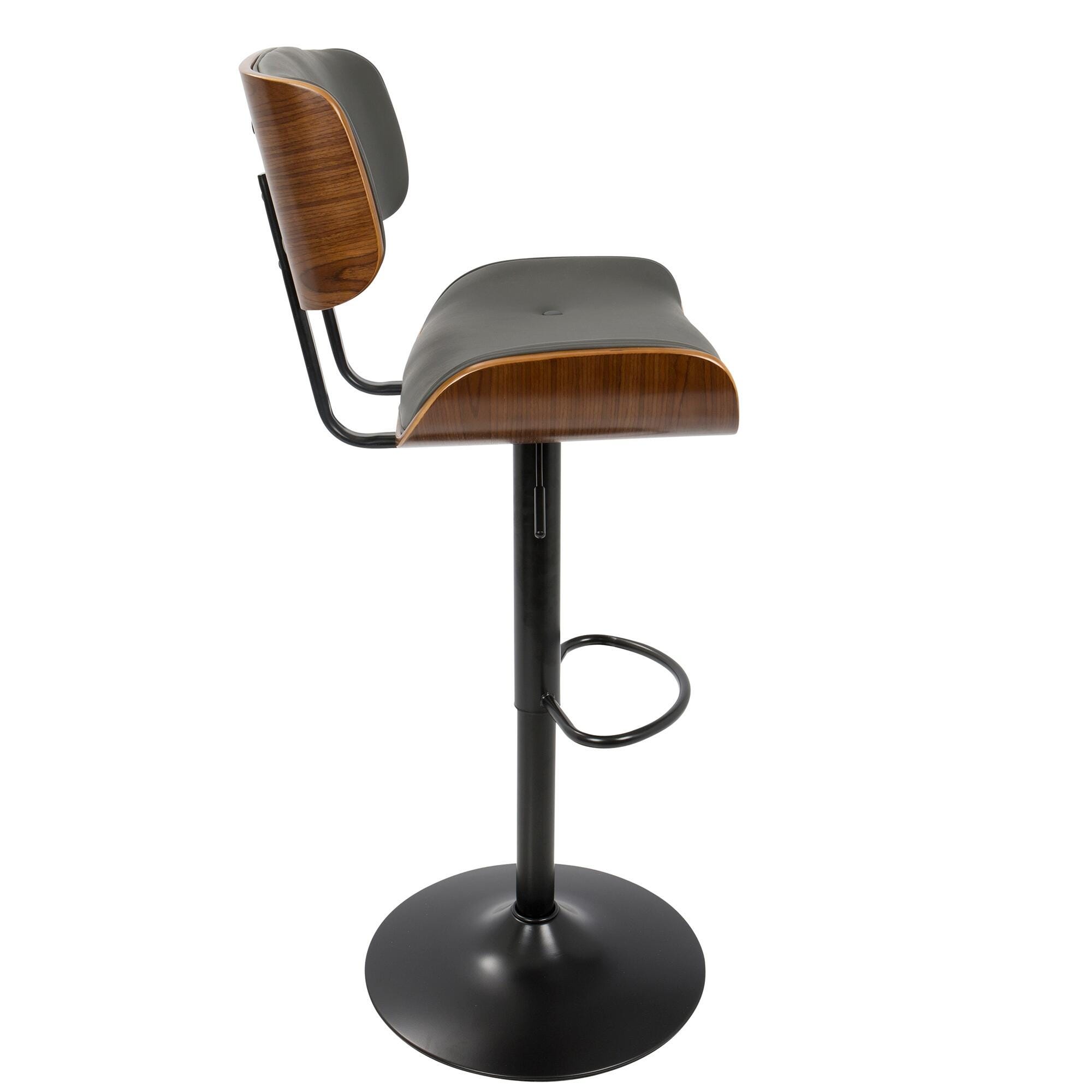 Lombardi Adjustable Height Bar Stool with Swivel, Gray, large