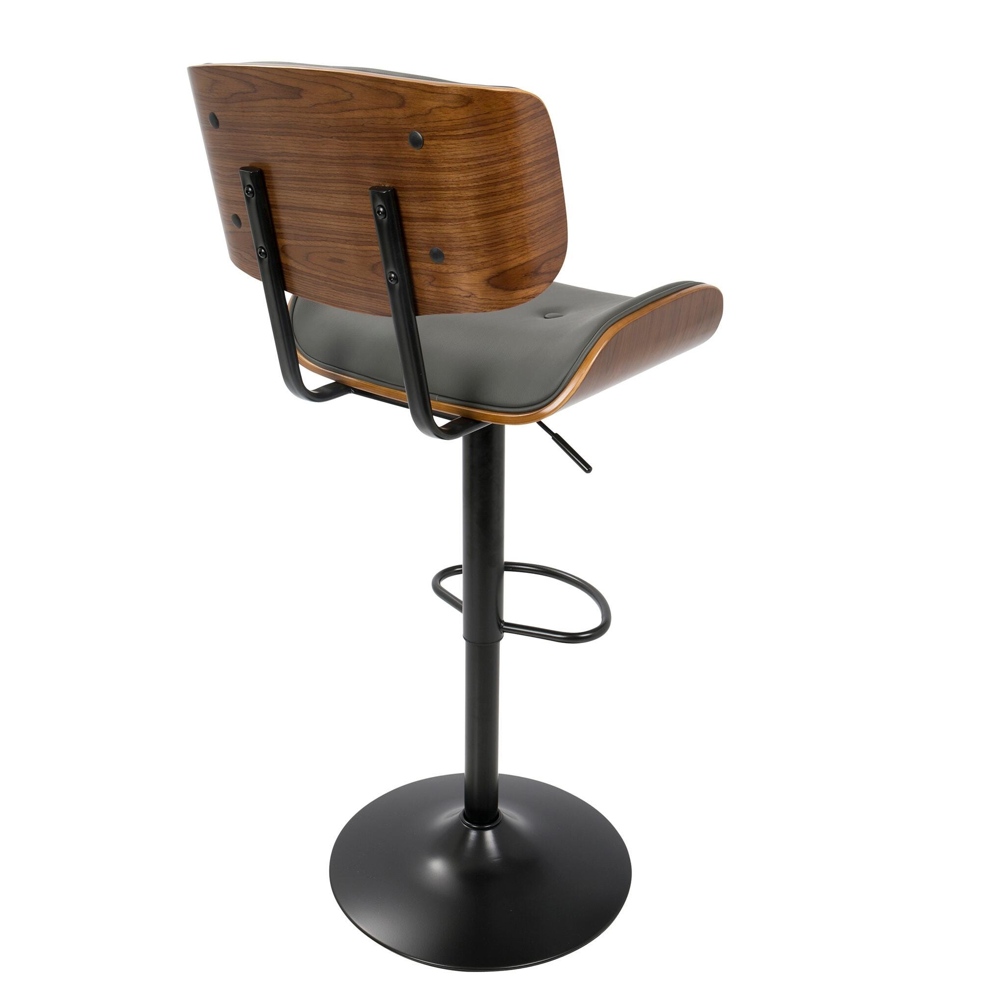Lombardi Adjustable Height Bar Stool with Swivel, Gray, large