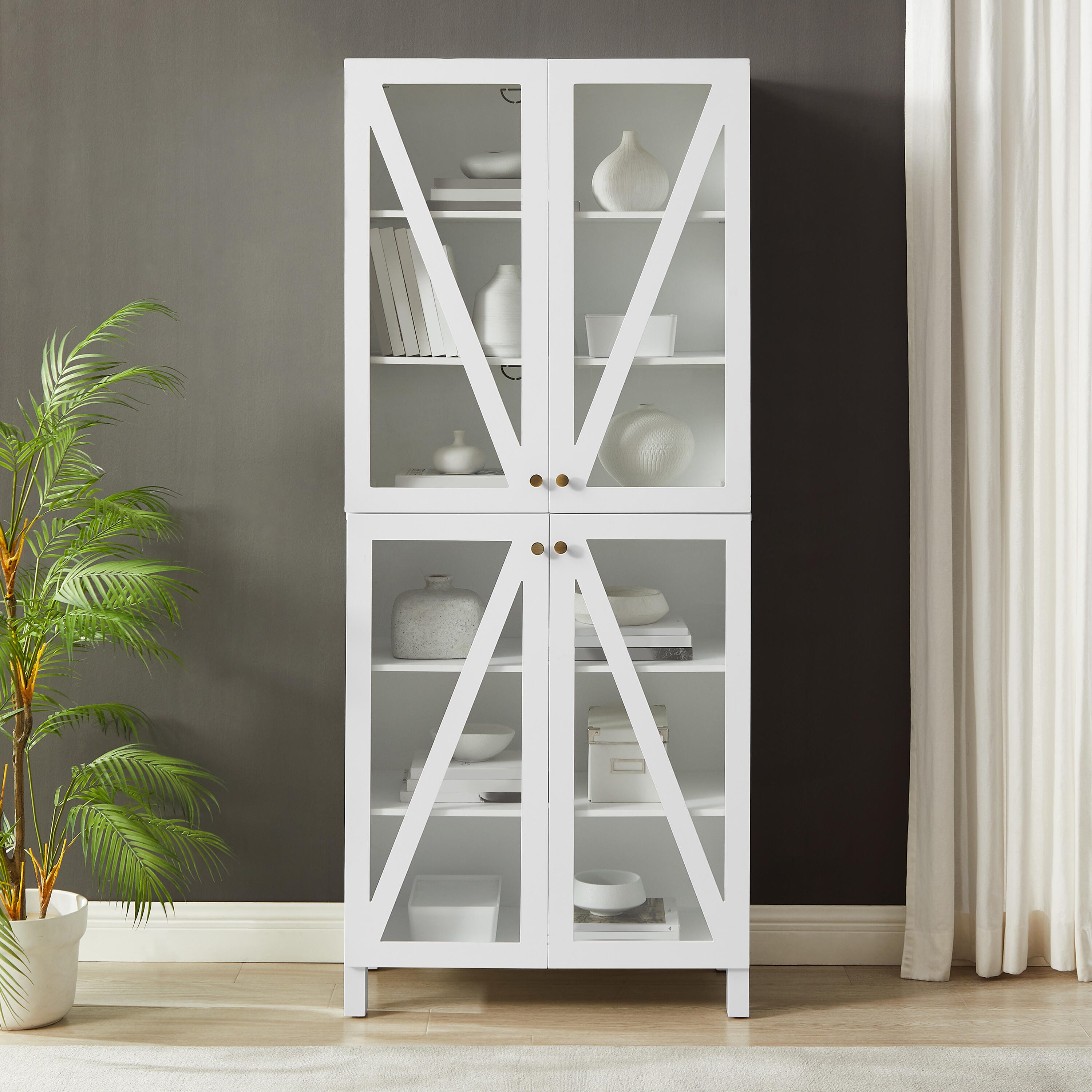 Cassai Tall Storage Pantry, White, large