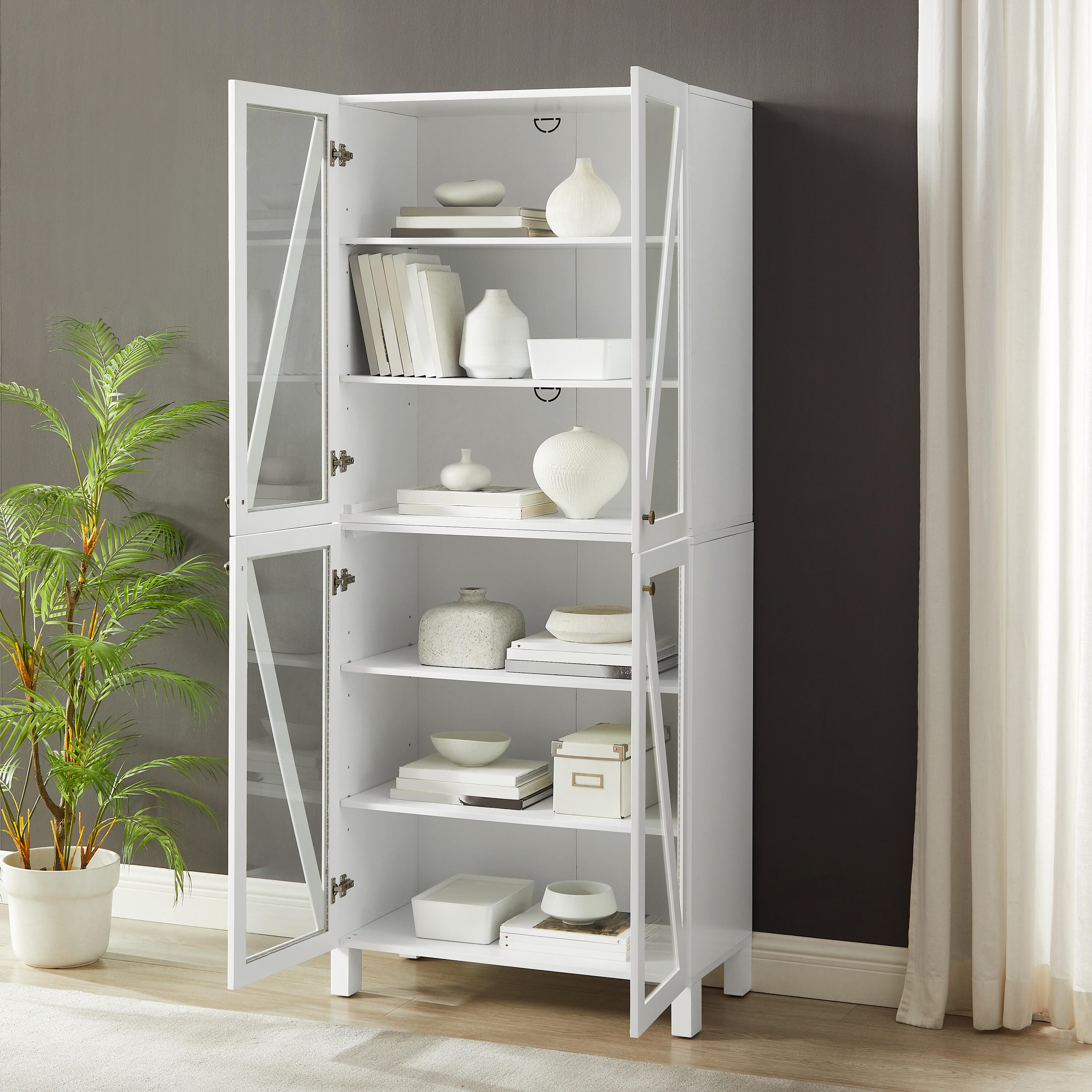 Cassai Tall Storage Pantry, White, large
