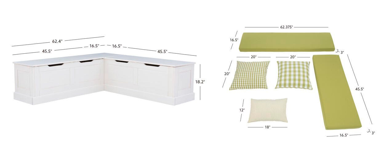 Linon Landin Nook With Cushion Set, Green, large