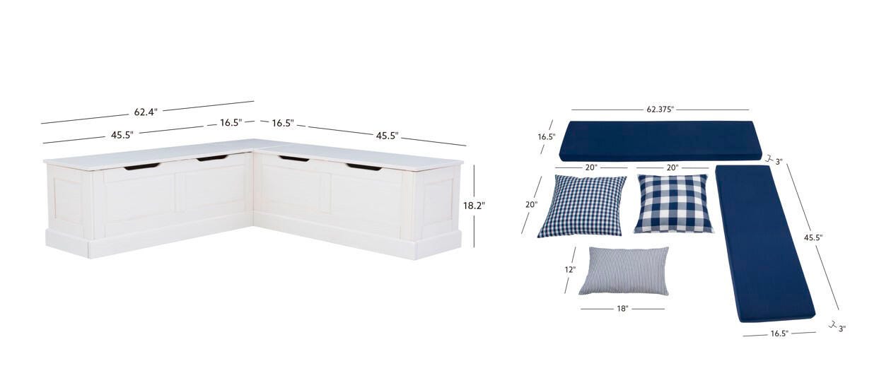 Linon Landin Nook With Cushion Set, Blue, large