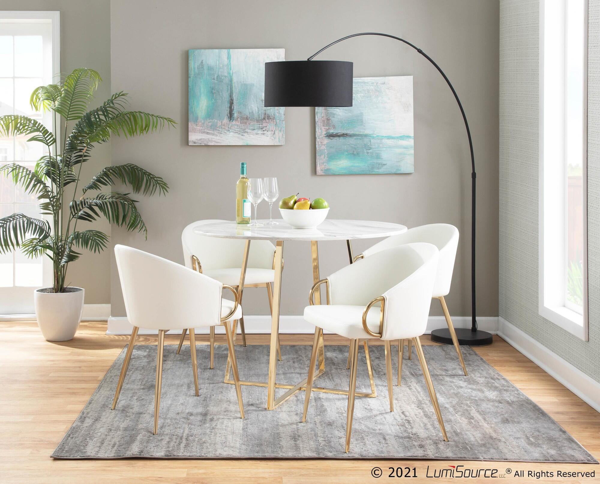 LumiSource Claire Chair (Set of 2), White/Gold, rollover