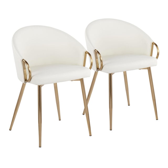 LumiSource Claire Chair (Set of 2), White/Gold