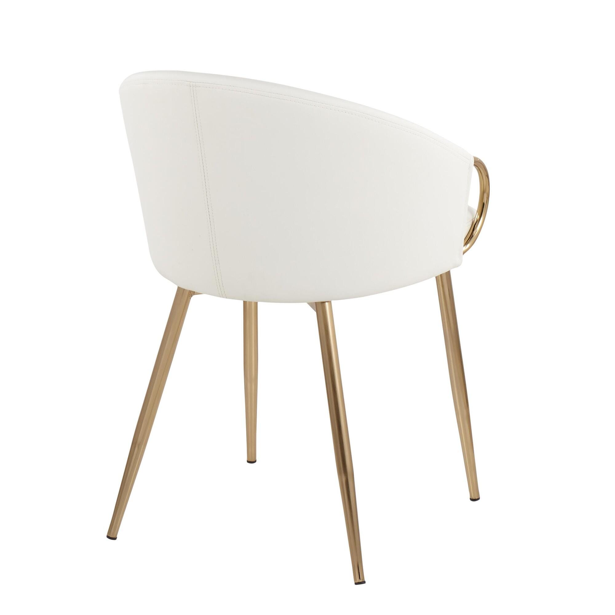 LumiSource Claire Chair (Set of 2), White/Gold, large