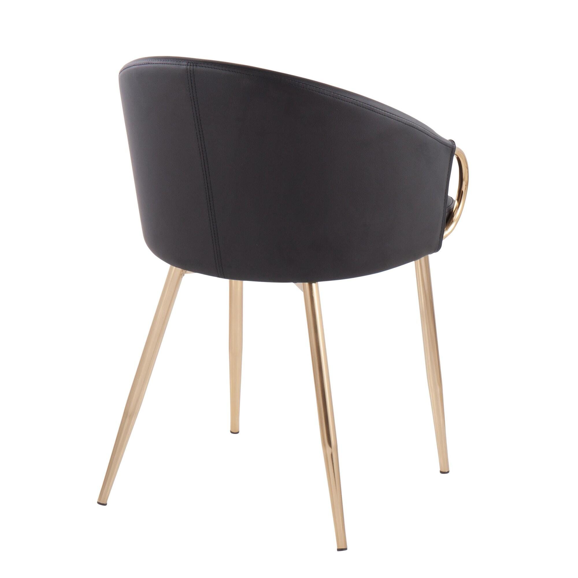 LumiSource Claire Chair (Set of 2), Black/Gold, large