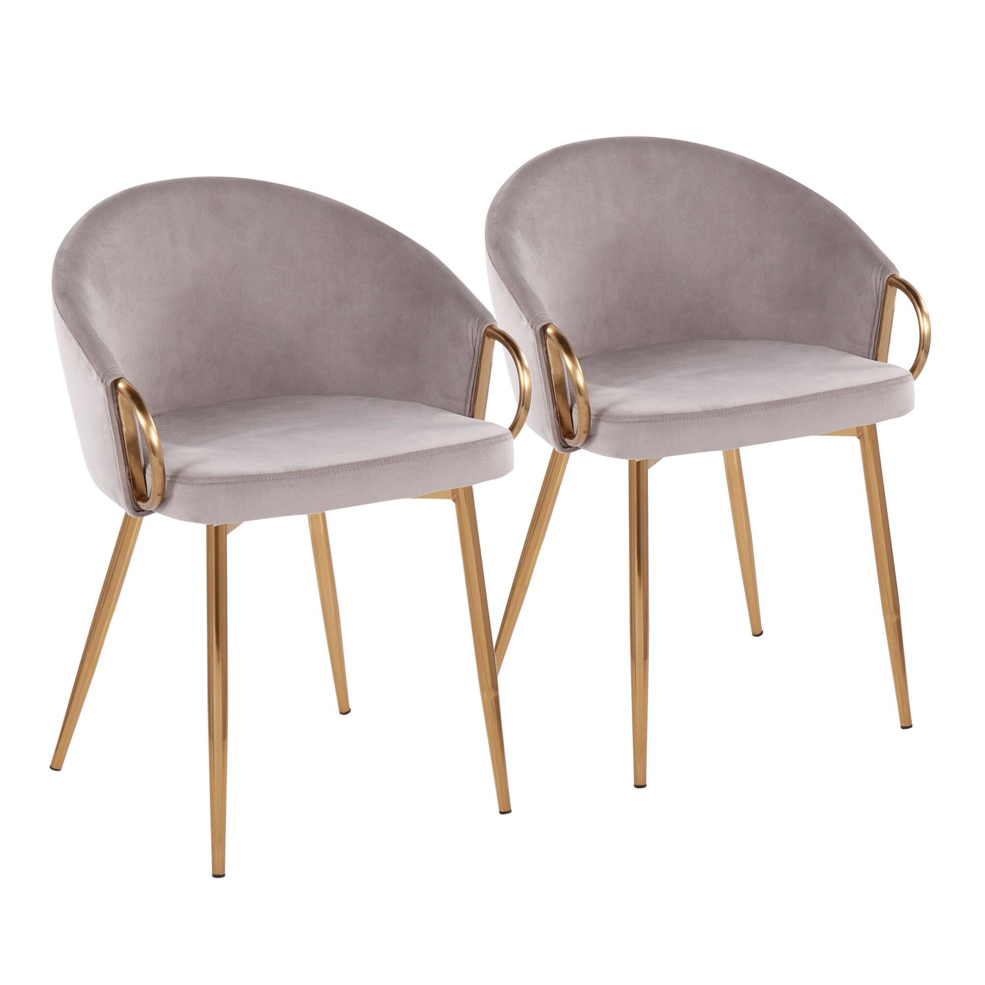LumiSource Claire Chair (Set of 2), Silver, large