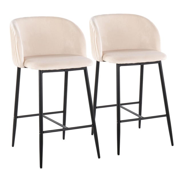 LumiSource Fran Pleated Counter Stool (Set of 2)