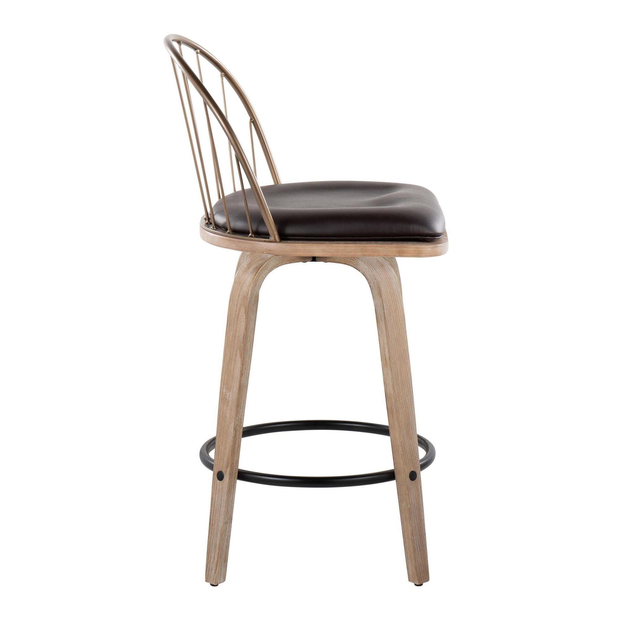 LumiSource Riley Counter Stool (Set of 2), Brown/White, large