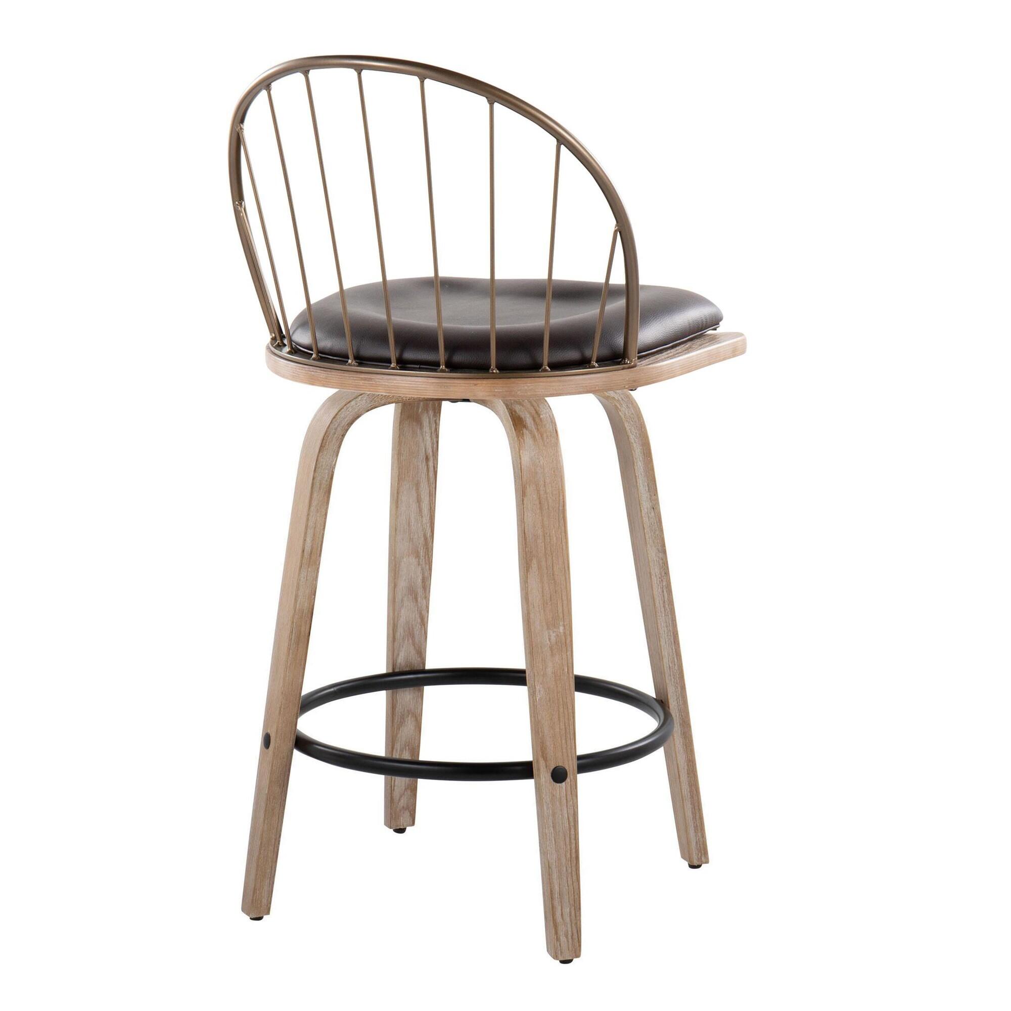 LumiSource Riley Counter Stool (Set of 2), Brown/White, large
