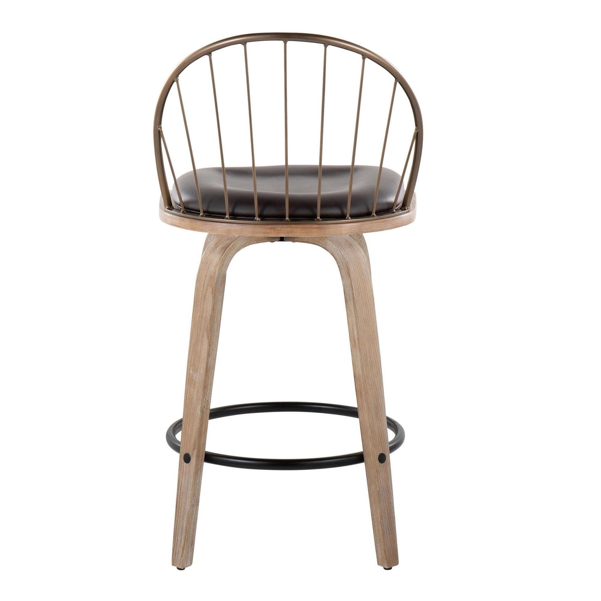 LumiSource Riley Counter Stool (Set of 2), Brown/White, large