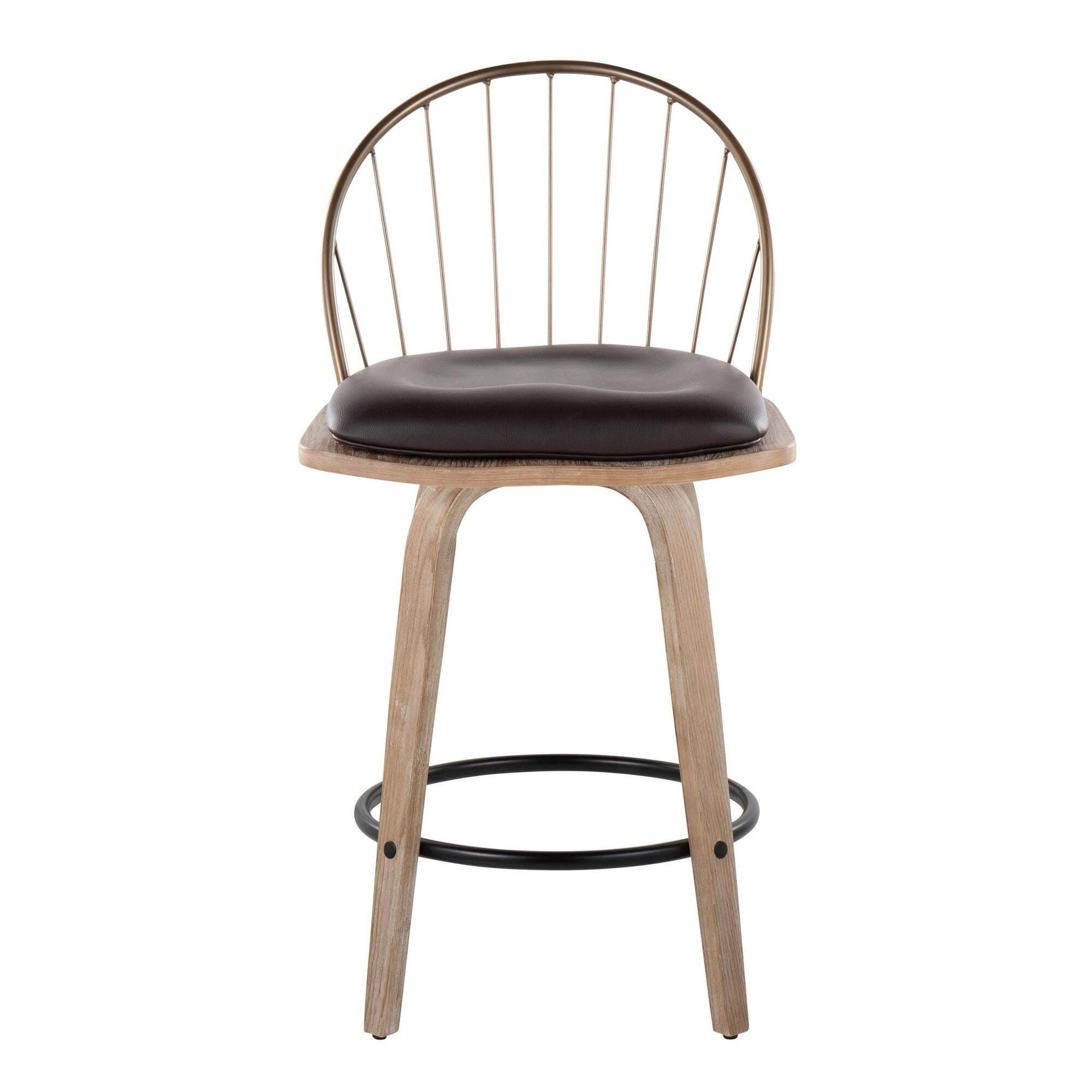 LumiSource Riley Counter Stool (Set of 2), Brown/White, large