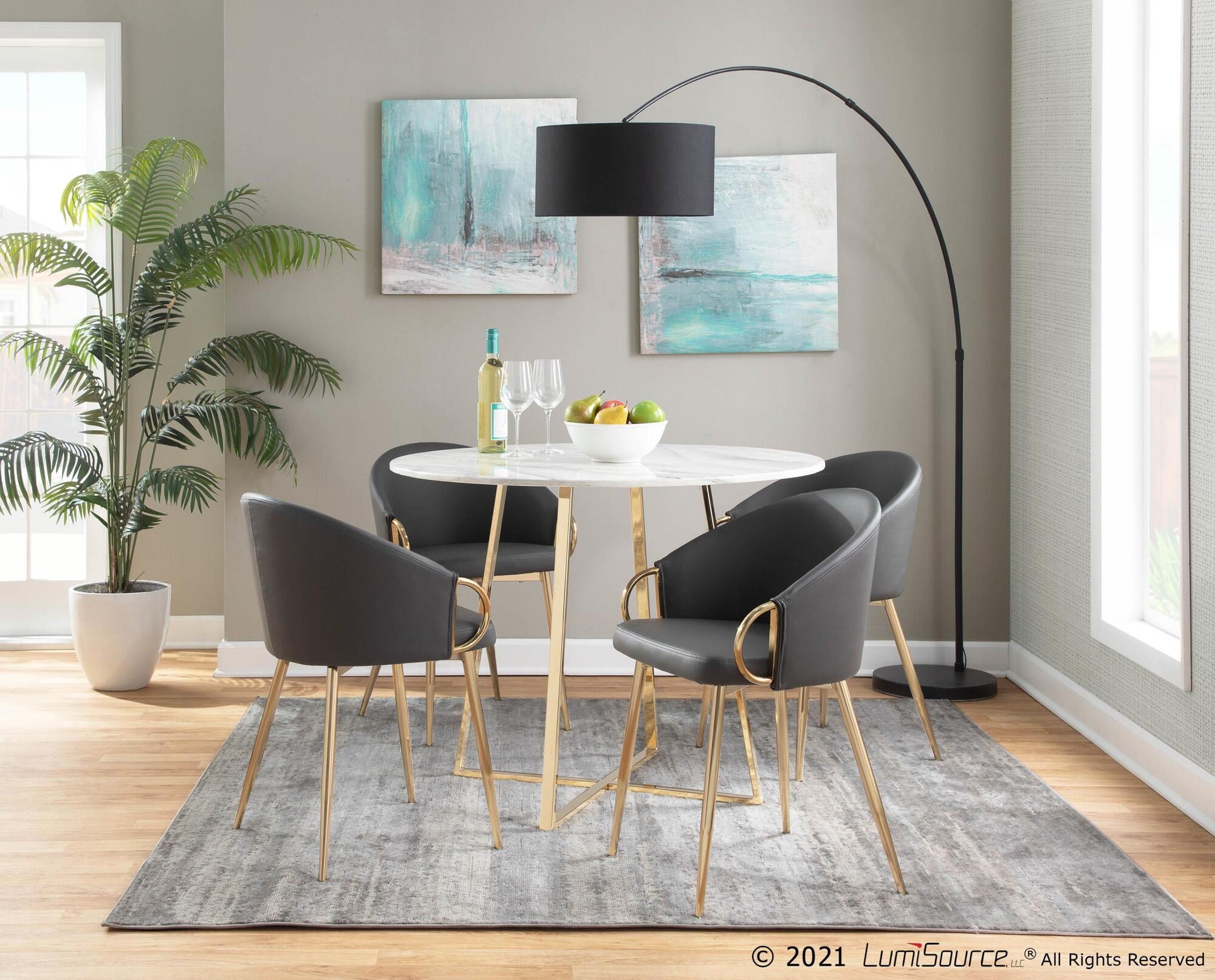 LumiSource Claire Chair (Set of 2), Gray/Gold, rollover