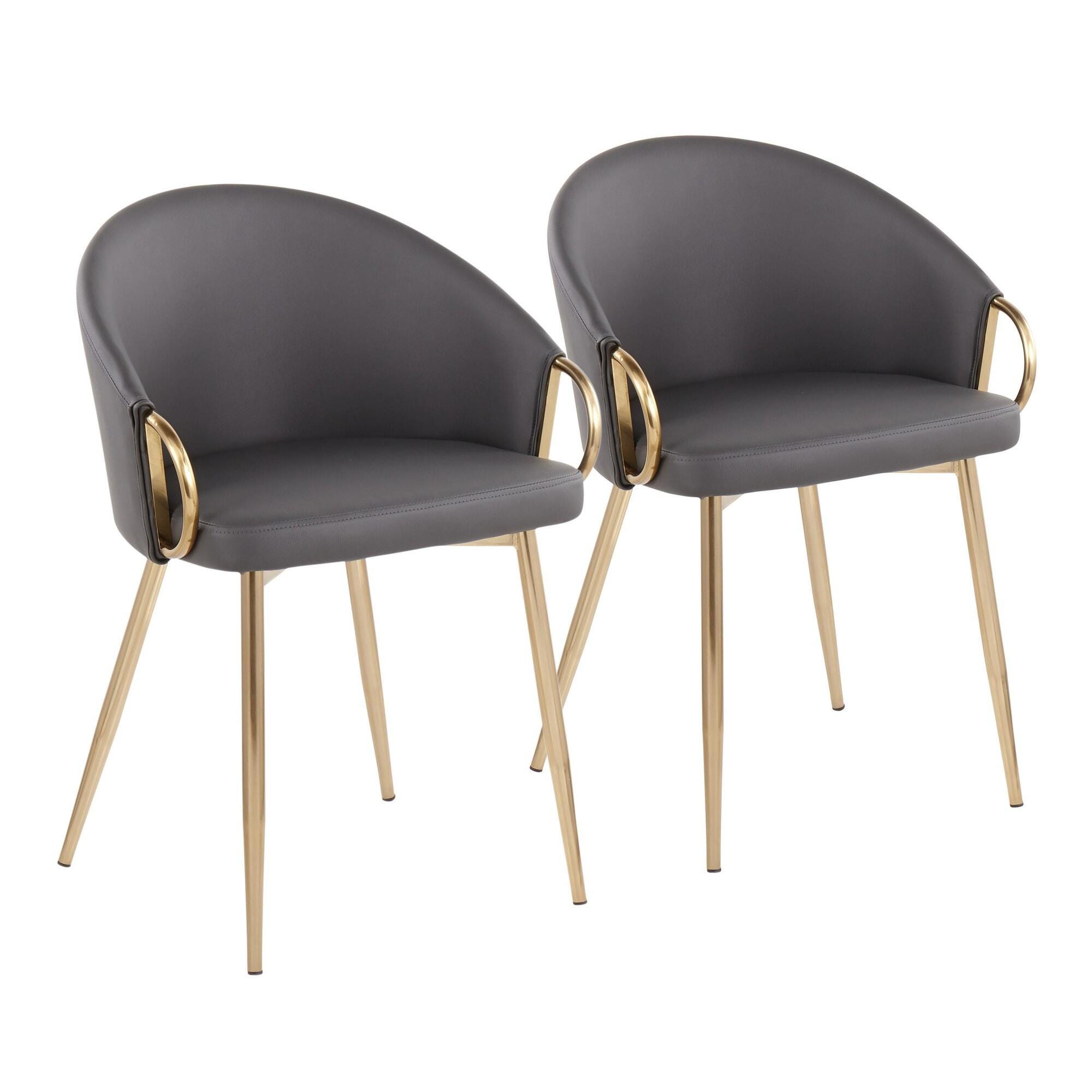 LumiSource Claire Chair (Set of 2), Gray/Gold, large