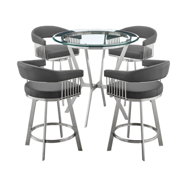 Naomi and Chelsea Counter Height Dining Table and 4 Barstools Set